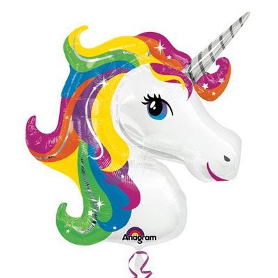 Mylar 83cm/32" Viso Unicorno Colorato