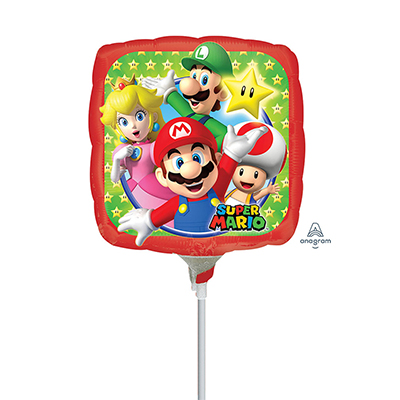 Mylar 22cm/9" Super Mario Bros Quadrato