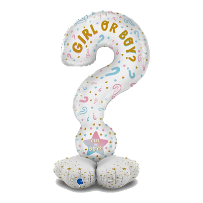 Mylar 119cm/47" Stand-Up Punto Interrogativo Boy or Girl