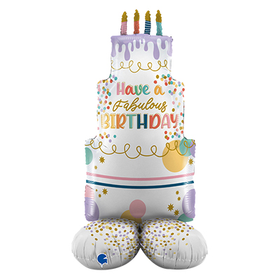 Mylar 122cm/48" Stand-Up Torta Happy Birthday