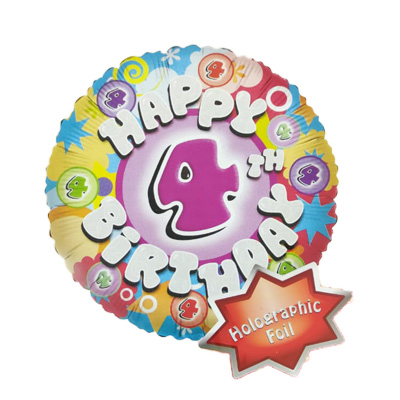 Mylar 18"/45cm 4ยฐ Compleanno Colorato