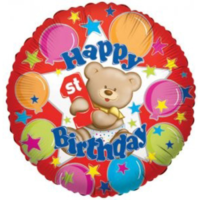 Mylar 18"/45cm 1ยฐ Compleanno Orsetto Rosso