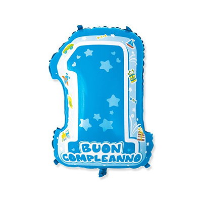 Mylar 62cm/24" Numero 1 Azzurro Buon Compleanno