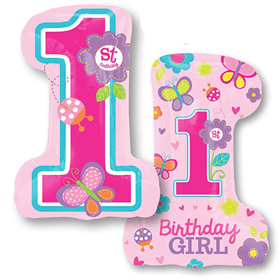 Mylar 71cm/28" Numero 1 Rosa Birthday Girl