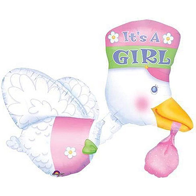 Mylar 81cm/32" Cicogna Rosa It's a Girl