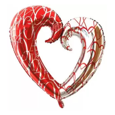 Mylar 81cm/32" Cuore Aperto Rosso e Argento