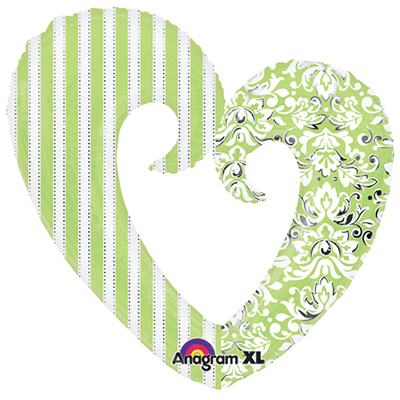 Mylar 81cm/32" Cuore Aperto Verde Mela