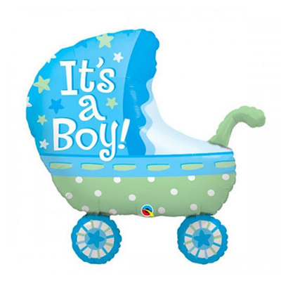 Mylar 35"/89cm Carrozzina Azzurra It's a Boy