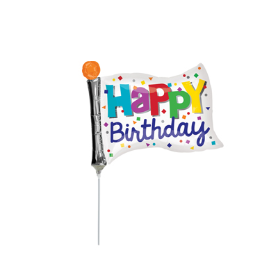 Mylar 9"/22cm Bandiera Happy Birthday