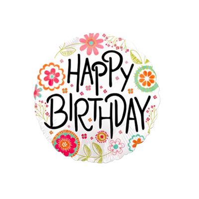 Mylar 9"/22cm Happy Birthday Flower