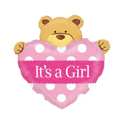 Mylar 9"/22cm Orsetto It's a Girl