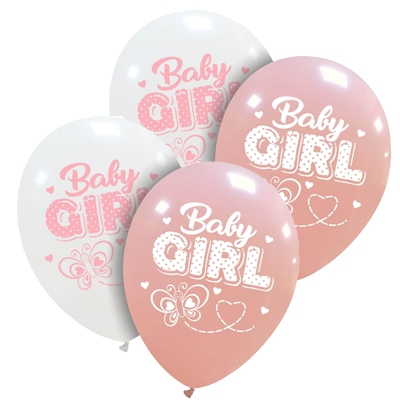 Palloncino 30cm/12" Baby Girl Farfalla Pastello