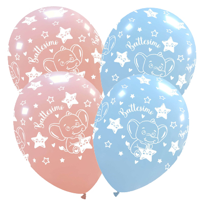 Palloncino 30cm/12" Battesimo Elefantino Pastello