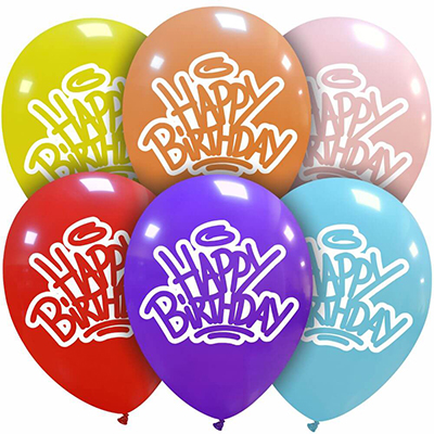 Palloncino 30cm/12" Happy Birthday Scritta Pastello