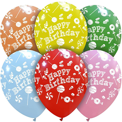 Palloncino 30cm/12" Happy Birthday Sweet Pastello