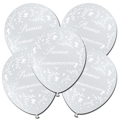 Palloncino 30cm/12" Prima Comunione Roselline Trasparente