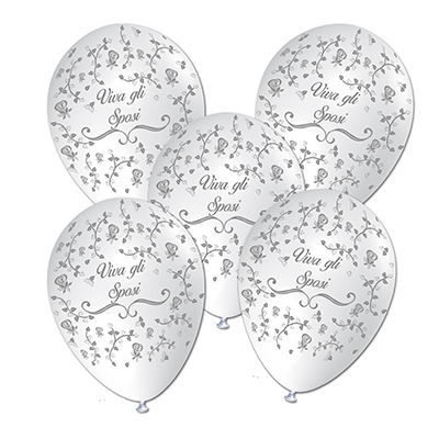 Palloncino 30cm/12" Viva gli Sposi Roselline Pastello