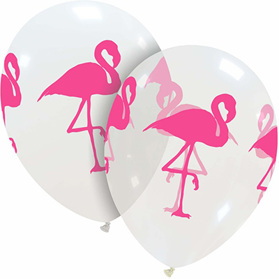 Palloncino 30cm/12" Fenicottero Bianco e Trasparente