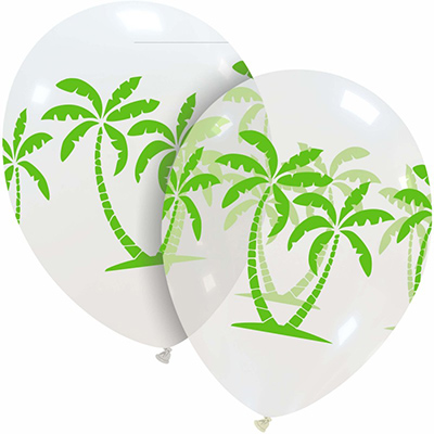 Palloncino 30cm/12" Palme Bianco e Trasparente