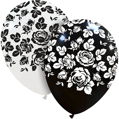 Palloncino 30cm/12" Rose Bianco e Nero