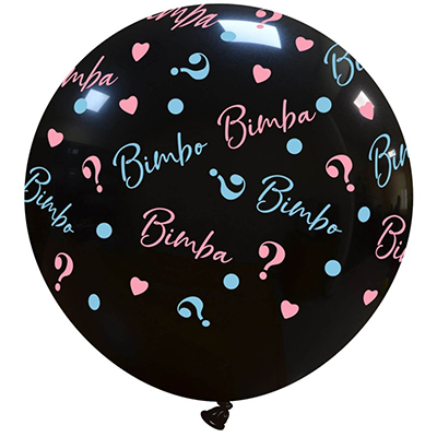 Palloncino 85cm/34" Bimbo o Bimba Nero Coprente Pastello