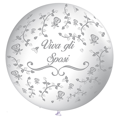 Palloncino 90cm/36" Viva gli Sposi Roselline Pastello