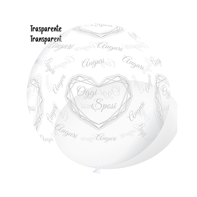 Palloncino 100cm/40" Viva gli Sposi Diamond Trasparente