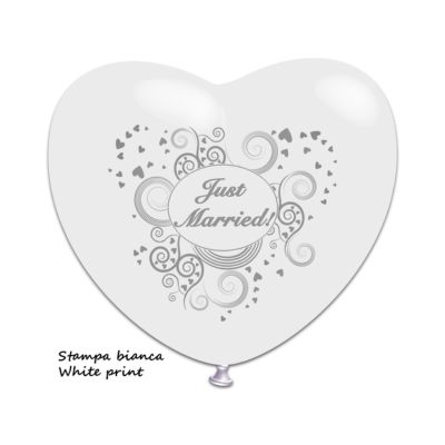 Cuore Stampa Just Married 60cm/24" Cf 1 Pz