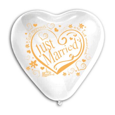 Cuore Stampa Just Married 100cm/40" Cf 10 Pz