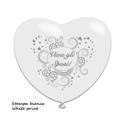 Cuore Stampa Viva gli Sposi 100cm/40" Cf 10 Pz