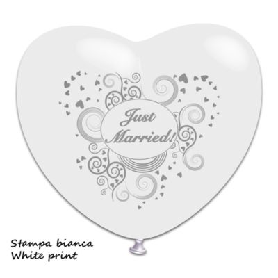Cuore Stampa Just Married 100cm/40" Cf 2 Pz