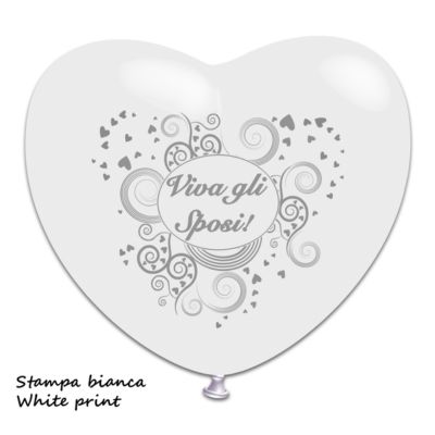 Cuore Stampa Viva gli Sposi 150cm/60" Cf 10 Pz