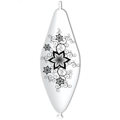 Deco-Funny Pillar Stampa Nera Fiore Stella 30x75cm/12"x30" Cf 10 Pz