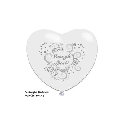Cuore Stampa Viva gli Sposi 30cm/12" Cf 5 Pz