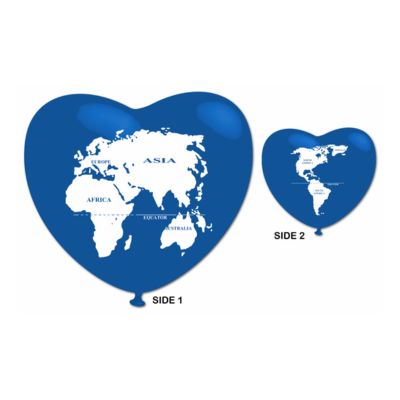 Cuore Stampa Mappamondo 43cm/17" Cf 5 Pz