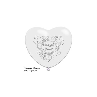 Cuore Stampa Viva gli Sposi 13cm/5" Cf 100 Pz