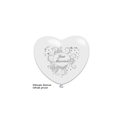 Cuore Stampa Just Married 13cm/5" Cf 100 Pz