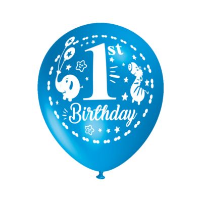 Round Stampa 1st Birthday Boy 30cm/12" Cf 5 Pz