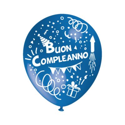 Round Stampa Buon Compleanno 30cm/12" Cf 5 Pz