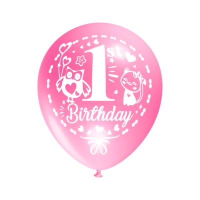 Round Stampa 1st Birthday Girl 30cm/12" Cf 25 Pz