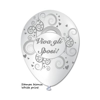 Round Stampa Viva gli Sposi 30cm/12" Cf 5 Pz