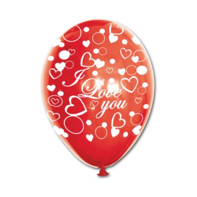 Round Stampa I Love You Cuoricini 30cm/12" Cf 5 Pz