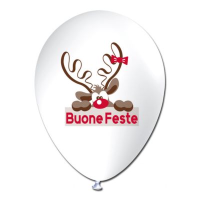 Round Stampa Buone Feste Renna 30cm/12" CF 100 Pz