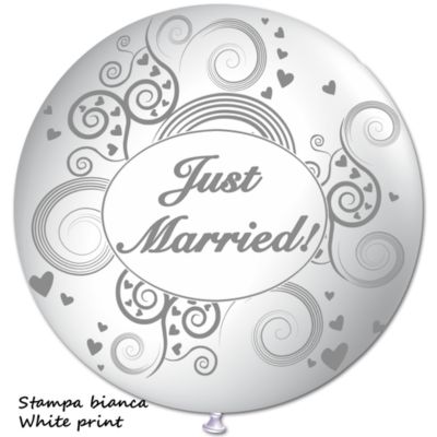 Round Stampa Just Married 100cm/40" Cf 10 Pz