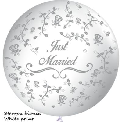 Round Stampa Just Married 100cm/40" Cf 10 Pz