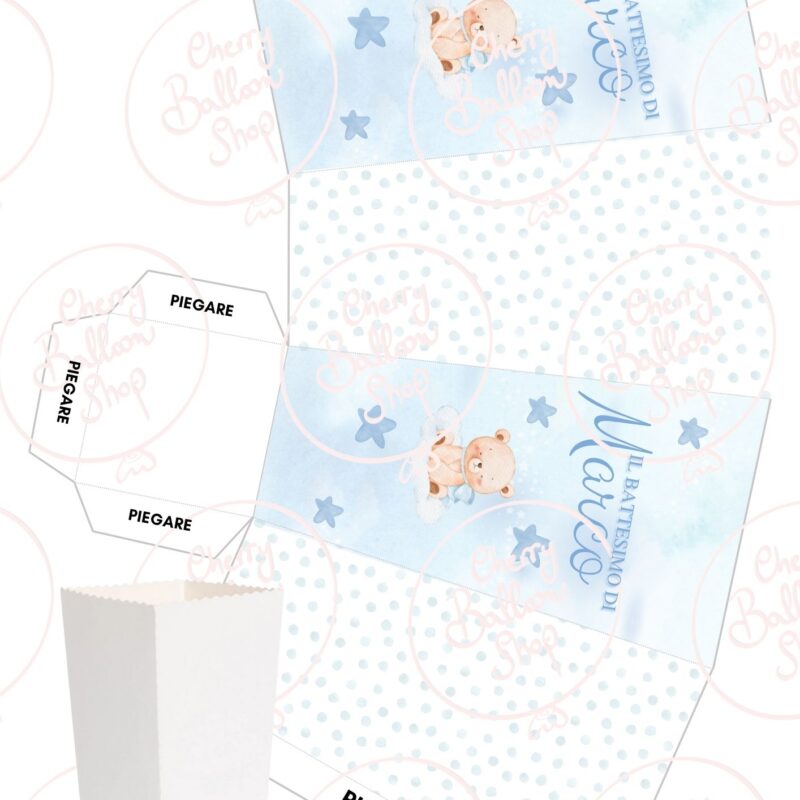 Scatolina PopCorn/Caramelle Digitale Stampabile in Foglio A4 Personalizzata