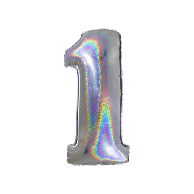 Numero 1 Glitterato Argento 66cm/26" Cf 1 Pz