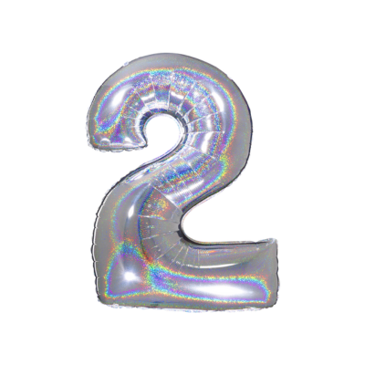 Numero 2 Glitterato Argento 66cm/26" Cf 10 Pz