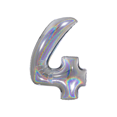 Numero 4 Glitterato Argento 66cm/26" Cf 10 Pz
