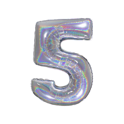 Numero 5 Glitterato Argento 66cm/26" Cf 1 Pz